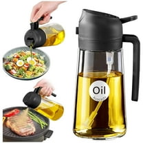 2 in 1 Olive Oil Dispenser Bottle for Cooking 16oz/470ml Glass Olive Oil Sprayer for Kitchen Gadgets and Air Fryer Accessories, Salad, BBQ