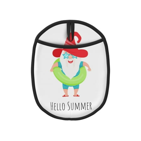

Pofeuu Hello Summer Gnome 2 Print Silicone Pot Mat Mitten With Hanging Loop Heat Resistant Oven Mitts Non-Slip Bbq Baking Smoking Potholders
