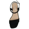 thumbnail image 5 of Soda Shoes Women Ankle Strap Sandals Low Block Heel Single Band EPISODE-S Black Nubuck Suede 6, 5 of 5