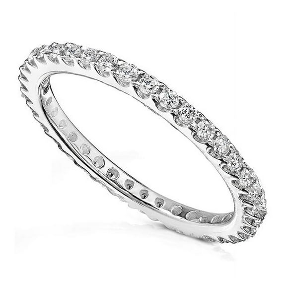 925 Sterling Silver Ring 2mm Stackable Eternity Women's Wedding Engagement Accent Band Cz