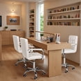 thumbnail image 2 of Homall Mid-Back Adjustable Office Desk Chair Faux Leather Ribbed Task Chair Vanity Chair with Armrest, White, 2 of 10