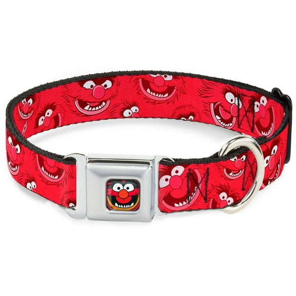 Disney Pet Collar, Dog Collar Metal Seatbelt Buckle, Animal Expressions Scattered Reds, 9.5 to 13 Inches 1.0 Inch Wide