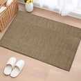 thumbnail image 2 of Vintage Brown Large Area Rugs for Bedroom Living Room, Soft Non Slip Carpet Bedside Rug, Farmhouse Retro Dark Solid Color Linen Texture Rectangular Floor Cover Kitchen Accent Rug 2'x3' for Office, 2 of 9
