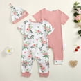 thumbnail image 2 of Actgleam Infant Baby Girls Romper With Hat Snap Short Sleeve Baby Jumpsuit,6-9Months,2 pack, 2 of 9