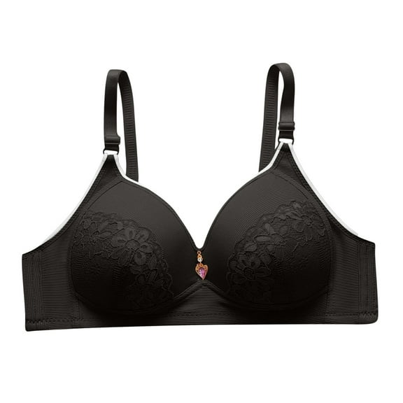 Loopsun Plus Size Bras for Women, Womens Comfortable Soft Solid Color Underwear Large Size Bra No Steel Ring Gathering Collar Collection Sagging Bra Black XXL
