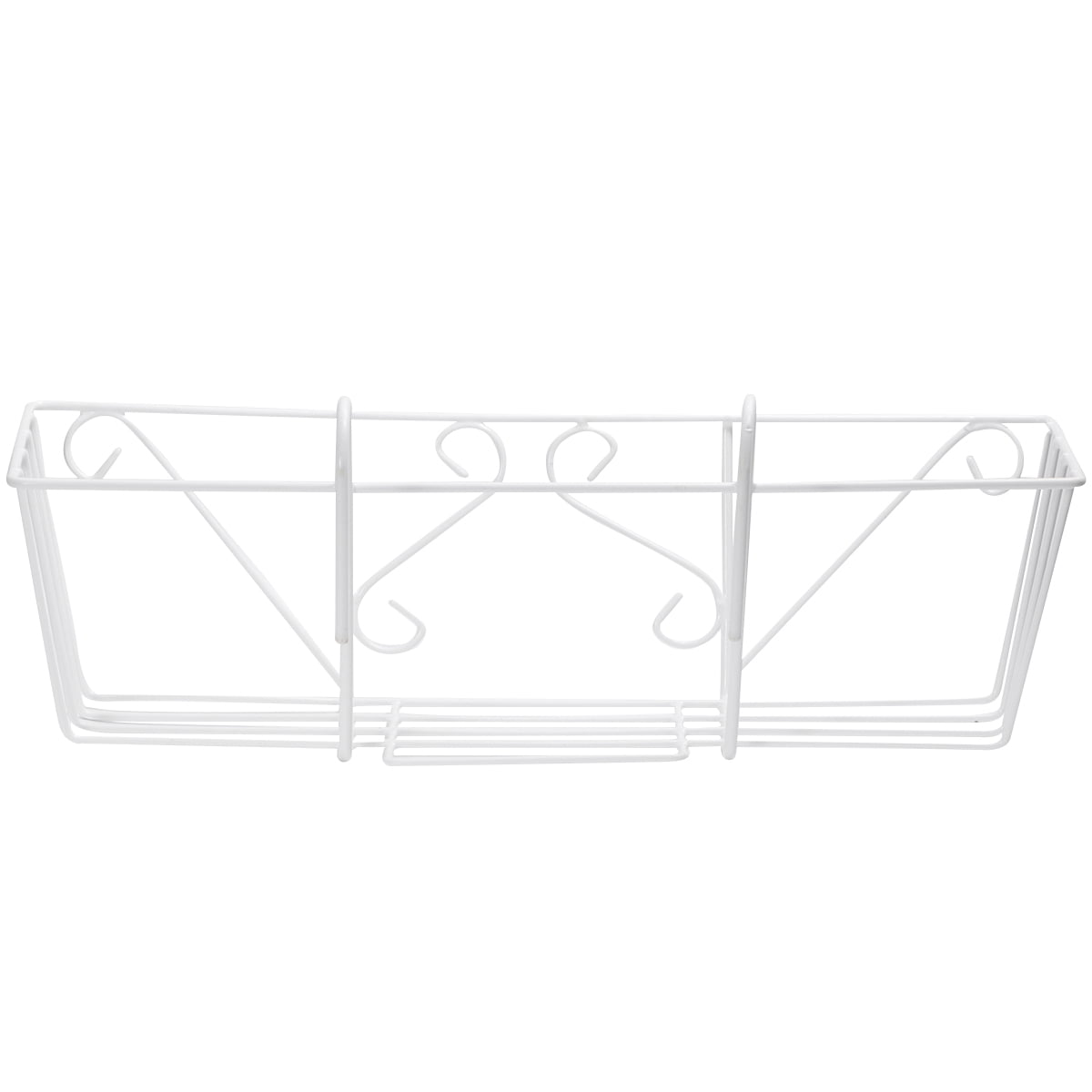Rectangular Metal Stand Balcony Hanging Window Box Over Deck Railing Planter Basket Flower Pot Holder Stand for Rail Fence White
