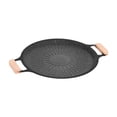 thumbnail image 2 of DimyFew Grilling Pan Round Multifunctional with Wooden Handle for Home Meats Kitchen 38cm, 2 of 8