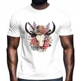 thumbnail image 1 of T-Shirts for Men, Western Cow Flower Crew Neck Cotton T-Shirt Men's Short Sleeve Retro Cowboy Cattle, 1 of 8