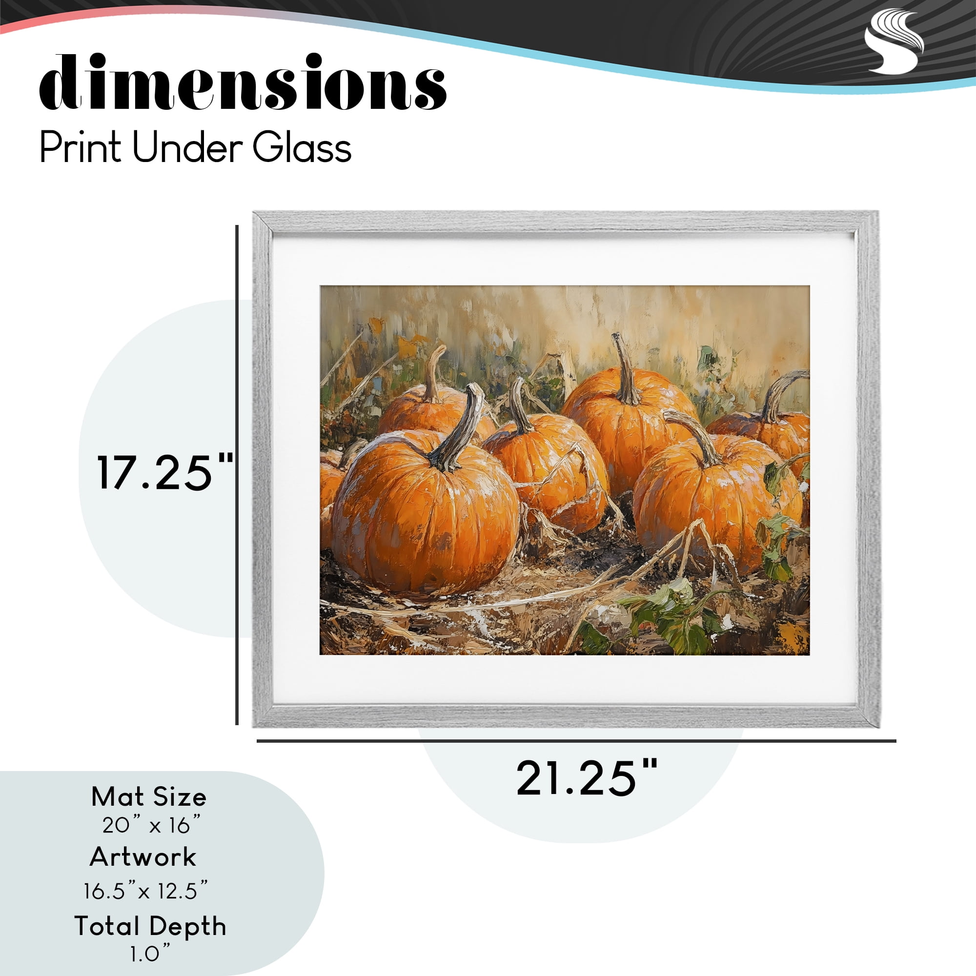 Stupell Industries Pumpkin Patch Autumn Harvest Scene Gray Framed Print Under Glass, design by Nini Art