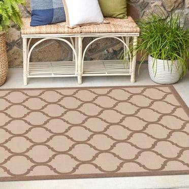 Unique Loom Outdoor Trellis Collection Area Rug - Moroccan (6' 1" Square Beige and Brown/Beige)