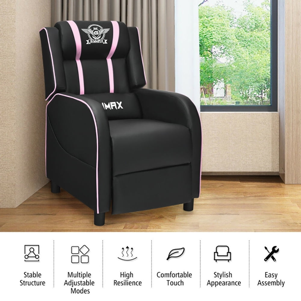 Finihen Massage Recliner Chair, Massage Racing Gaming Single Recliner Chair, for Gaming Room, Home Theater, Pink Finihen Massage Recliner Chair, Massage Racing Gaming Single Recliner Chair, for Gaming Room, Home Theater, Pink