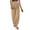 Khaki, variant on Jalioing Women's Summer Pants Drawstring Waist Baggy Straight Leg Cotton Linen Pants with Pocket Lounge Trousers