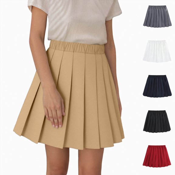 mgoYE Skirts for Toddler Girls Girls Casual Elastic Waist A-Line Swing Midi Skirt(Grey,6-7 Years)