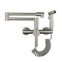 Folding Brass Kitchen Faucet Brushed Bidet Spray Wall Mount Hot Cold Mixer Tap Bathroom Crane ,Bar Laundry RV Farmhouse