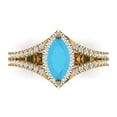 thumbnail image 2 of 1.2ct marquise cut turquoise 14k yellow gold halo Bridal Wedding Engagement Promise Anniversary Ring for Women size 10.25, 2 of 7