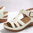 thumbnail image 6 of hoksml Women's T-Strap Wedge Sandals, Adjustable Buckle Ankle Strap, Casual Summer Shoes, Multiple Colors, 6 of 9