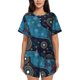 thumbnail image 1 of Fotbe Bohemian Turtle Conjunto de Pijama Estampado para Mujer, 2 Piezas, Ropa de Dormir con Camiseta de Manga Corta y Shorts Suaves-X-Large, 1 of 6
