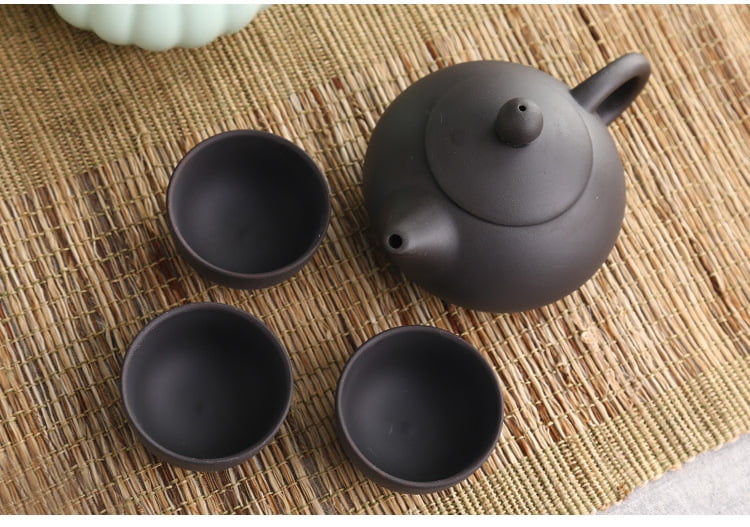 Chinese Clay Teapot Set Travel Kettle Small Camping Two Piece Cup Tea Leaf 