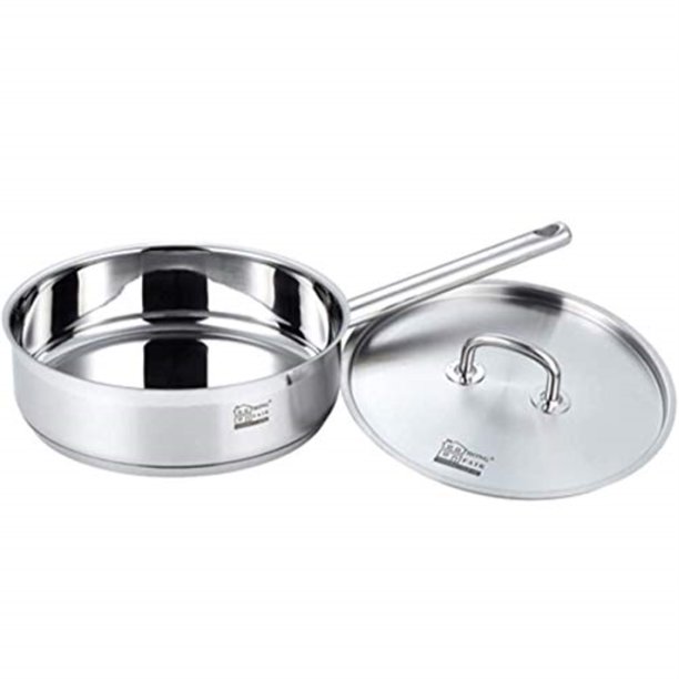 Sartén de tres capas de acero inoxidable de 3 cuartos con tapa, fondo de cápsula de tres capas de 5 mm y tapa de acero inoxidable, lista para inducción, apta para lavavajillas (9 pulgadas) Hongfair HFLJ-24YS-NC