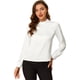 thumbnail image 1 of Blusa de manga de soplo fruncida plisada con cuello alto suave sedoso Allegra K blanco M, 1 of 6