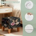 thumbnail image 7 of SCRAWLGOD Butterfly Daisy Rose Moon Print Black Ottoman Slipcovers Stretch Square Footrest Stool Covers Anti-Slip Ottoman Cover for Foot Stool Furniture Protector with Elastic Bottom, 7 of 7
