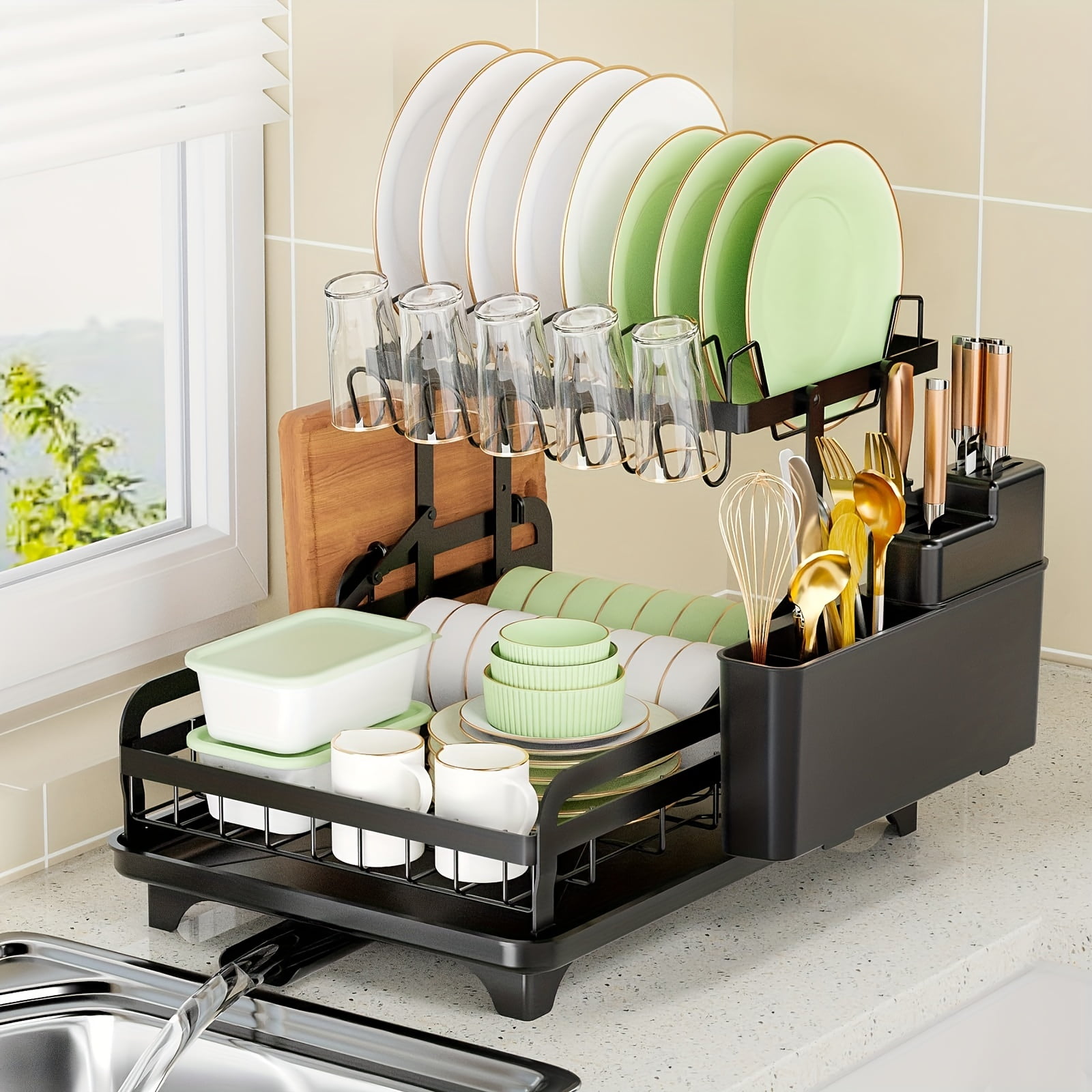 1pc Dish And Bowl Drying Rack For Kitchen Dish Drainer Dish Drying Rack Over The Sink