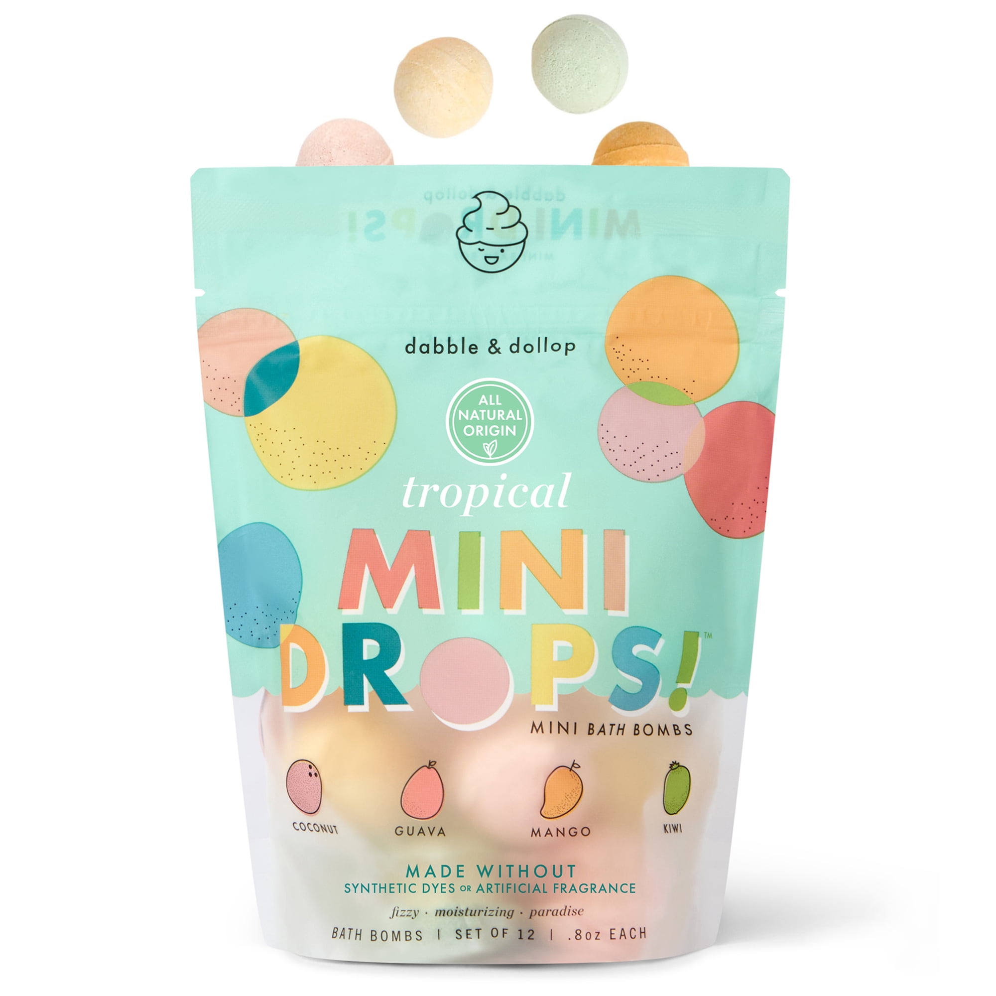Dabble and Dollop Mini Bath Bombs - Tropical Variety, Set of 12