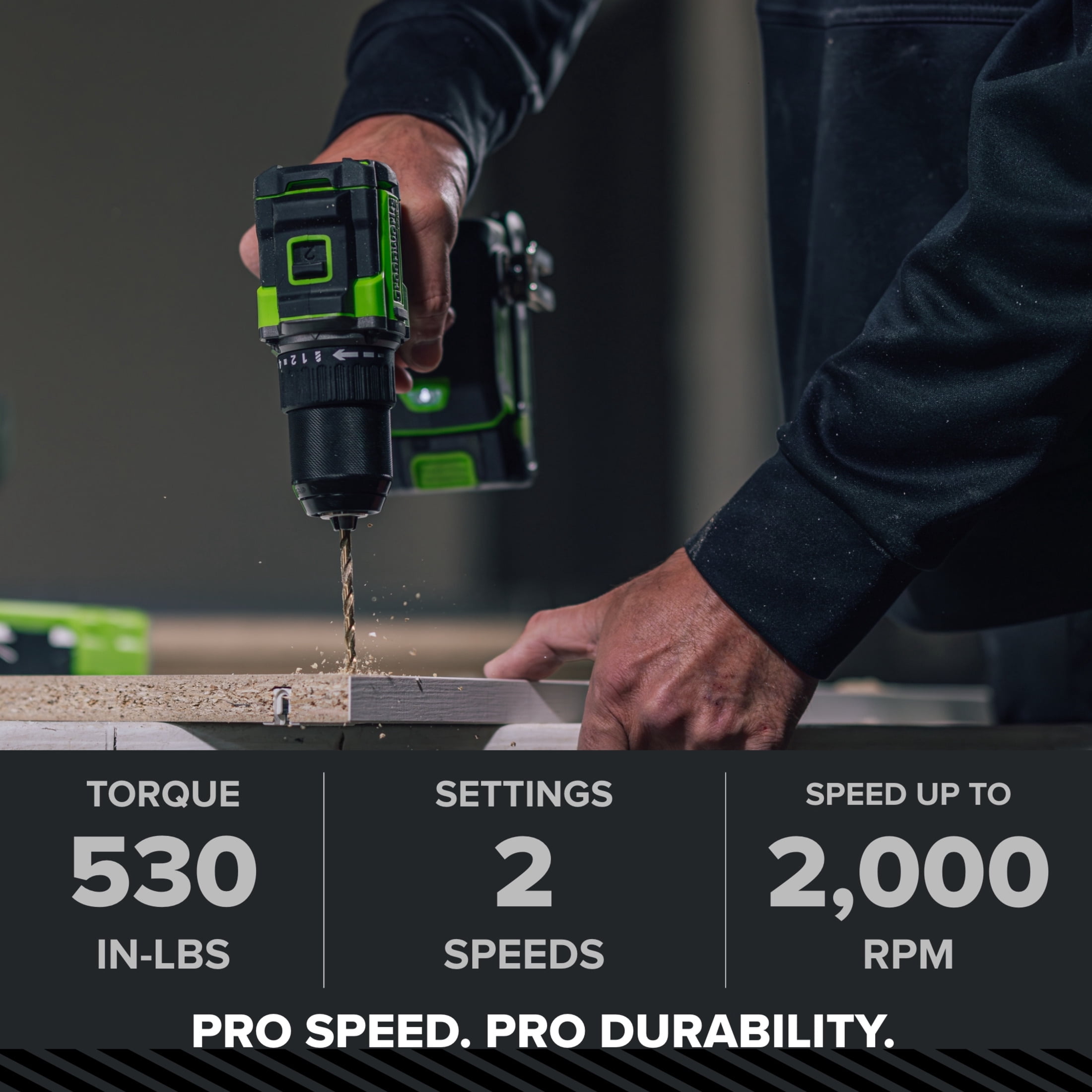 Greenworks Pro PowerAll 24V Brushless 530 lbs Drill/Driver and 2,200 lbs Impact Driver and Battery, CK521A1