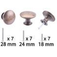 thumbnail image 2 of Hugolem - Juego de 6 pomos redondos de bronce envejecido para gabinete de cocina, pomos para puertas de armario, tiradores de cajón, pomos de tocador con 7 tornillos para puerta de cajón de baño, 2 of 5