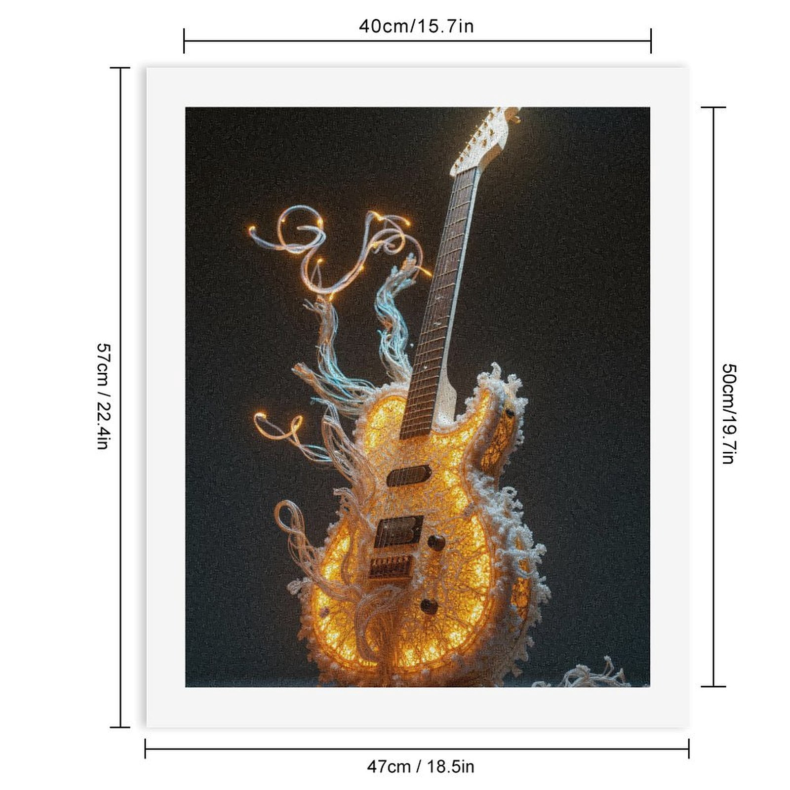Paint By Numbers Kit for Adults Beginner - Illuminated Guitar Sculpture DIY Canvas Painting Kits for Adults, Frameless Paint By Number for Adults for Home Wall Decor 16x20 Inch