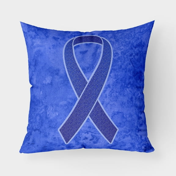 Carolines Treasures AN1202PW1818 Dark Blue Ribbon for Colon Cancer Awareness Canvas Fabric Decorative Pillow 18H x18W