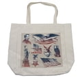 thumbnail image 1 of American Shopping Bag, Vintage National Symbols Hand Drawn Style Abraham Lincoln Eagle Statue of Liberty, Eco-Friendly Reusable Bag for Groceries Beach and More, 15.5" X 14.5", Cream, by Ambesonne, 1 of 2