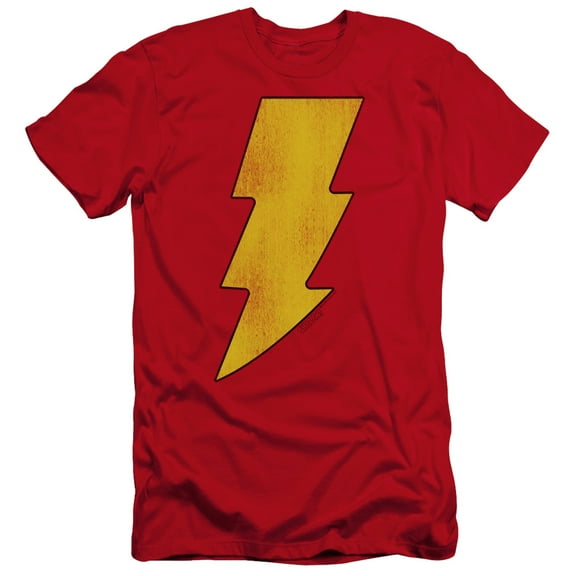 Dc - Shazam Logo Distressed - Premium Slim Fit Short Sleeve Shirt - Large
