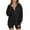 Black, variant on Arlun Womens Fashion 2025 Oversized Long Sleeve Hoodies Button up V-Neck Hooded Sweatshirts Trendy Side Slit Solid Color Casual Ribbing Pullover Tops Pink XL