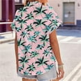 thumbnail image 5 of Women Hawaiian Shirt Soft Cool Summer Hawaii Beach Shirts Floral Tropical Print V Neck T-Shirt Short Sleeve Button Up Blouse Tops, 5 of 7