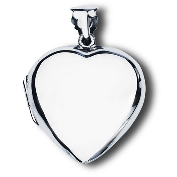 Sterling Silver 16" .8mm Box Chain Large Engraveable Plain Heart Locket Pendant Necklace