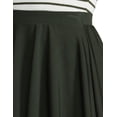 thumbnail image 5 of Stylore Women's Basic Versatile Stretchy Casual Mini Skater Skirt Olive L, 5 of 5