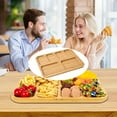 thumbnail image 4 of 6-Compartment Cheese Board with Clear Lid - Wooden Charcuterie Serving Tray with Handle, Portable Snack Platter for Picnics, Weddings, and Holiday Gatherings (Housewarming Gift Idea), 4 of 9