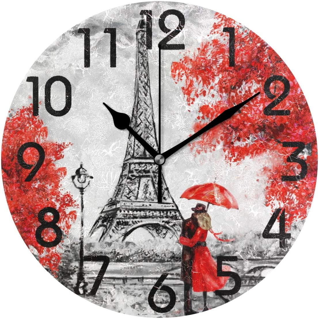 Wall Clock Retro Paris Eiffel Tower Stripe Silent Non Ticking Acrylic Battery Operated Quiet Round Clock Art for Home Living Room Bedroom Office,9.5 Inch Wall Clock Retro Paris Eiffel Tower Stripe Silent Non Ticking Acrylic Battery Operated Quiet Round Clock Art for Home Living Room Bedroom Office,9.5 Inch