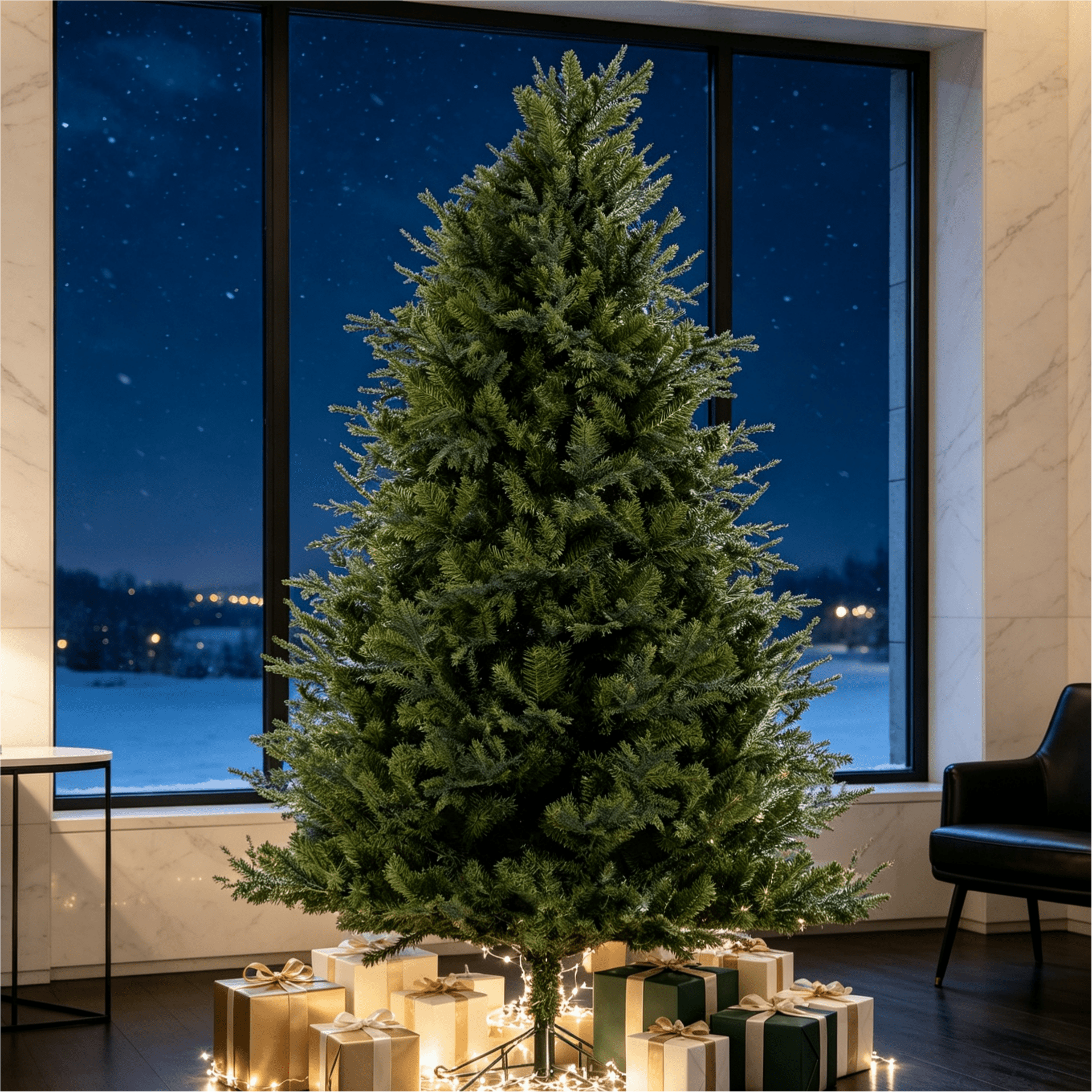 7 ft Realistic PE/PVC Hybrid Christmas Tree with Fresh Pine Scent, Full Shape Artificial Xmas Tree with Metal Stand, Green