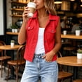 thumbnail image 5 of Aimik Women's Sleeveless Frayed Denim Vest Button Down Jacket with Flap Pockets, 5 of 6
