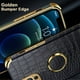 thumbnail image 4 of Compatible con iPhone 12 Pro Max Funda con soporte para anillo, funda de cocodrilo de lujo, borde dorado, soporte de rotación de 360 grados, para mujeres y niñas, funda protectora de piel de lagarto d, 4 of 4