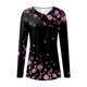 thumbnail image 3 of Gibobby Blusa Mujer Camisa de manga larga interior retro simple estampada con cuello en V superior para mujer（Rojo， L), 3 of 4