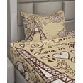 thumbnail image 3 of Ambesonne Eiffel Tower Fitted & Top Sheet Set with Sham, Love in Paris Flowers, Beige Chocolate, 3 of 5