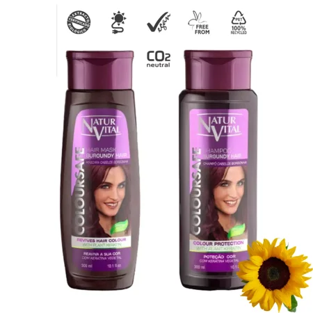 Natural Vital Burgundy Hair Henna & Keratin Colour Safe Shampoo and Mask SET