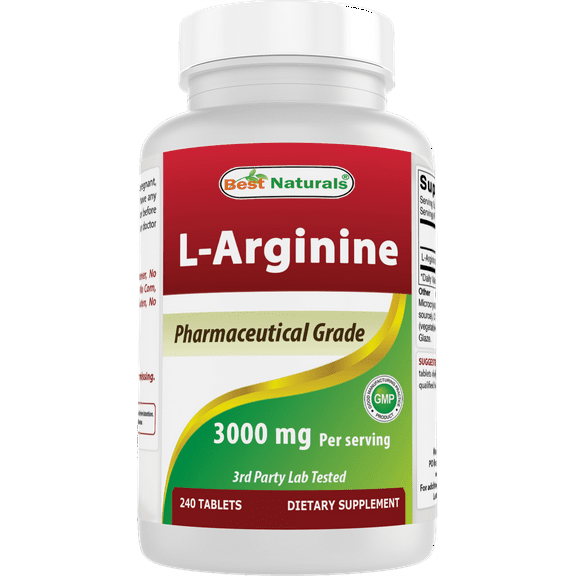 Best Naturals L-Arginine 3000mg Per Serving - 240 Tablets - Pharmaceutical Grade - Non-GMO & Gluten Free - Made in The USA