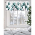 thumbnail image 5 of Curtain Valance for Windows,Watercolor Teal Green Tulip Flower on White Kitchen Valances Rod Pocket Short Curtains,Spring Floral Leaves Window Treatment Panel for Bedroom Bathroom 42x12in, 5 of 9
