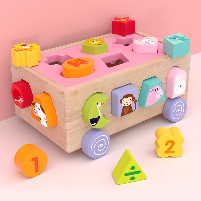 Juguetes educativos para niños Cpc, juguetes de granja con forma de rábano, juguetes de madera para hacer combinaciones, coche de inteligencia para bebés de 1 a 3 años