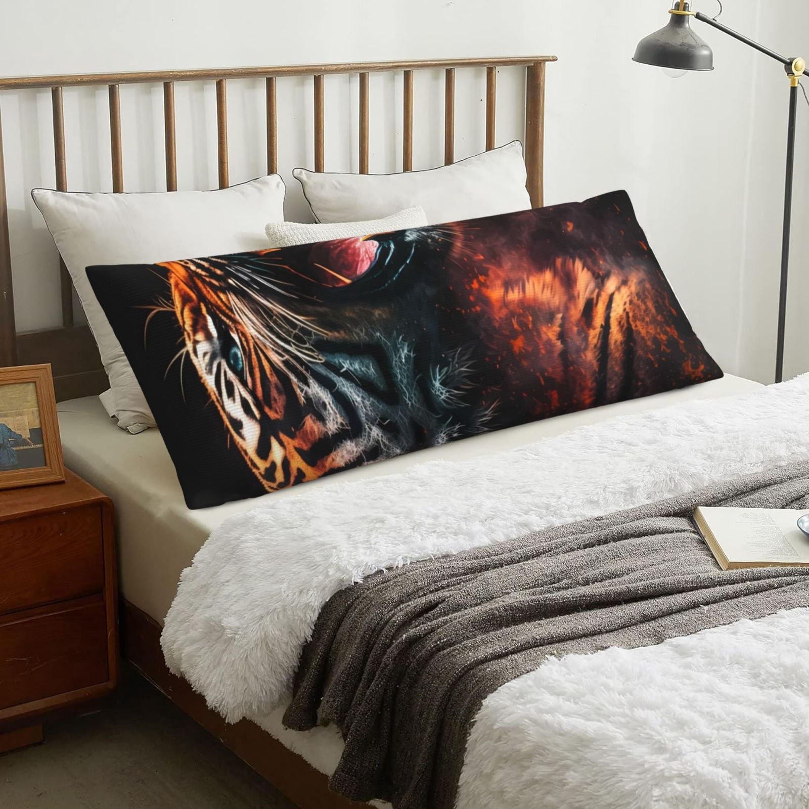 Naloa Cool Tiger Super Soft 20x60 Body Pillow Case,Long Side Hidden Zipper（PILLOWS ARE NOT INCLUDED）