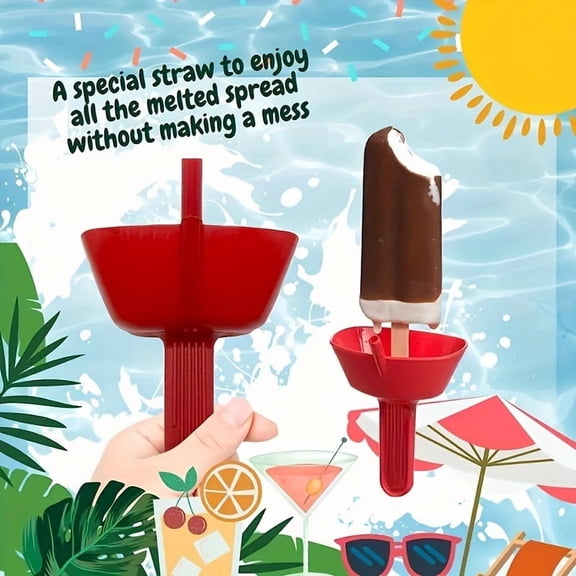 4-Pack Silicone Popsicle Holders for Kids, Reusable Drip-Free Ice Pop Sleeves with Built-In Straw, Popsicle Holder for Ice Cream, Frozen Treats & Popsicle Molds Accessories